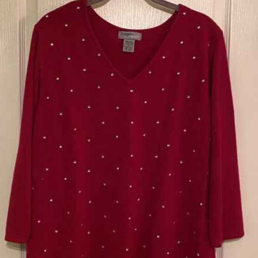 Crimson sweater with crystals